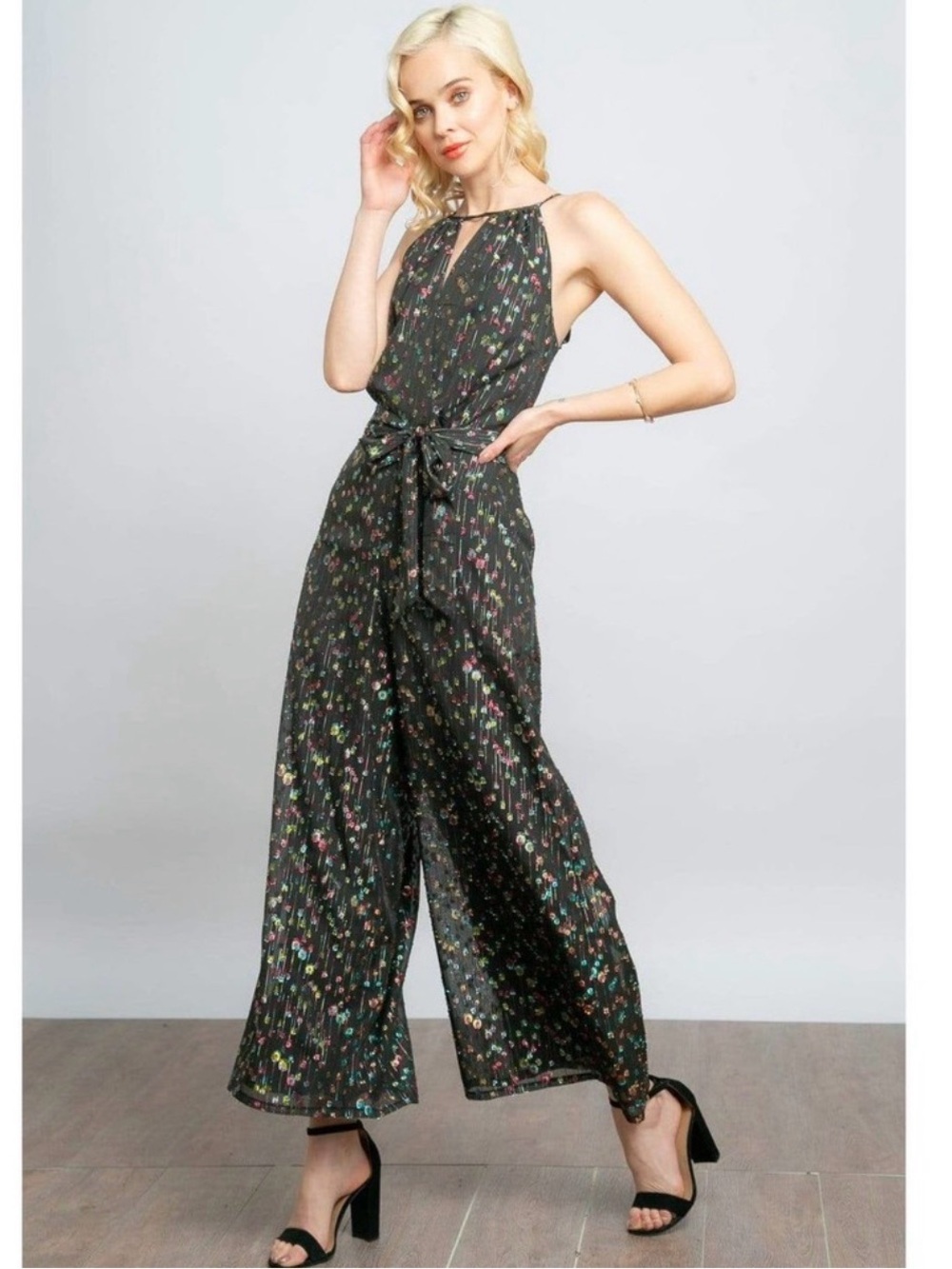 Anthropologie Eva Franco Edita Halter Metallic Clip Dot Jumpsuit 6